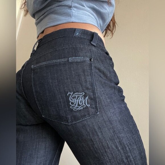 7 For All Mankind Denim - Womens 7 For All Mankind Jeans 26 Lexie Bell bottom Flare Wide Dark Blue Denim